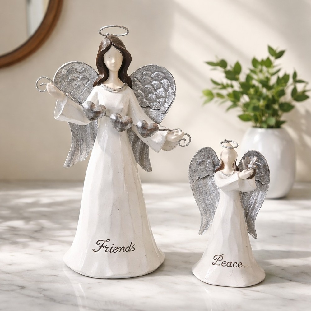 St. Nicholas Square Lot Of 2 Angel Figurines - Peace And Friends Collectables